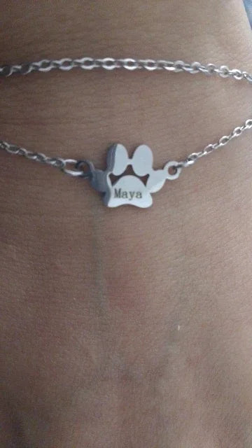 Bracelet Patte Personnalisée en Acier Inoxydable Mixte Modèle Tinou — photo d'un client 3